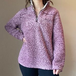 Plum Quarter Zip Sherpa Teddy Pullover